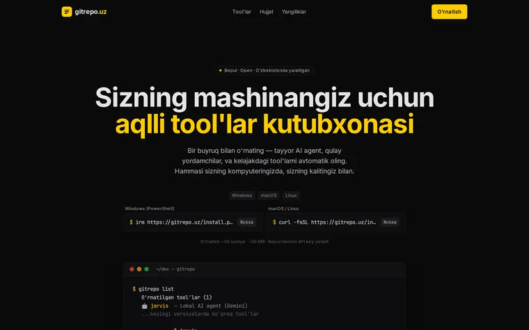 GitRepo.uz: dasturchi tool'lari kutubxonasi