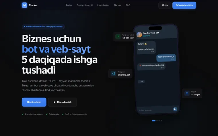 Marker: Telegram bot konstruktori paneli
